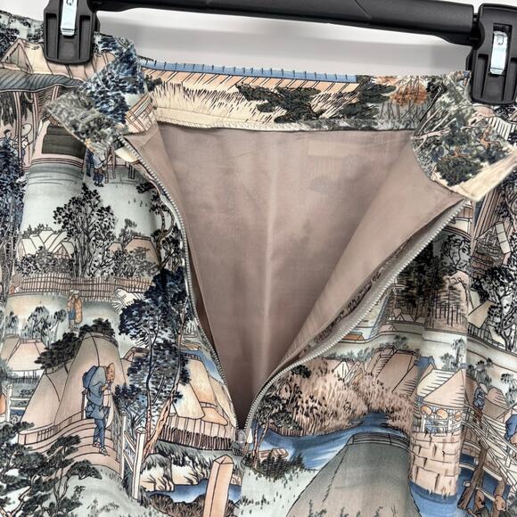 Vintage Midi Skirt Size M / 8 Japanese Edo Era Novelty Print Margit Rambo Modest - Picture 6 of 7